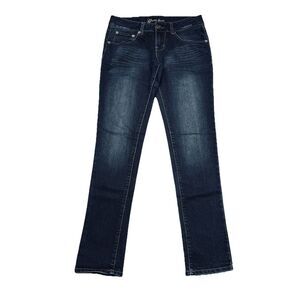 Guess Slim Leg Jeans 28 (28x30) Dark Wash Blue Distress Denim Stretch Womens